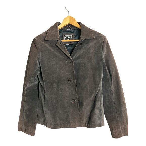Frye Suede Leather Jacket brown M Medium Rustic Western Gorp - Picture 1 of 9